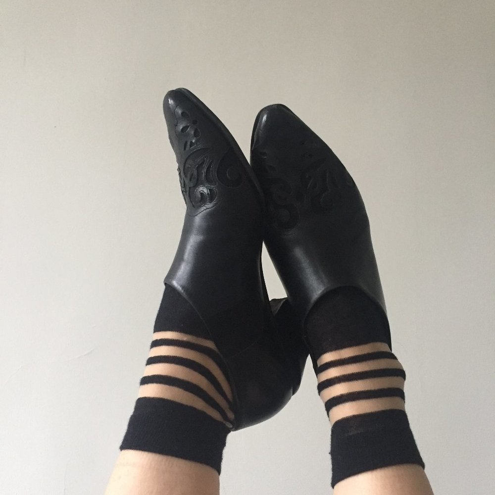 Via Spiga Western Ankle Boots Cutout Sheer Mesh